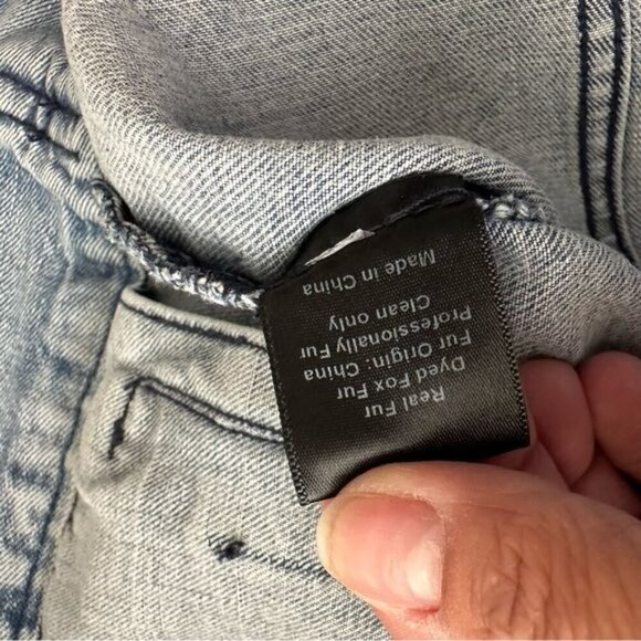 Ava + Kris Jane Denim Fur Collar Oversized Jacket Size Medium - Picture 13 of 14